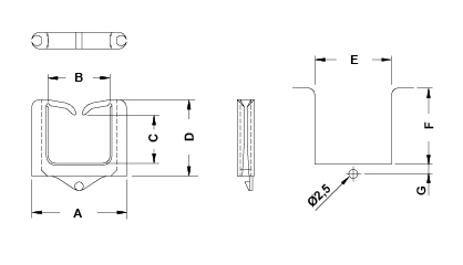 Abrazadera metálica para perfil de 10 x 3 mm
