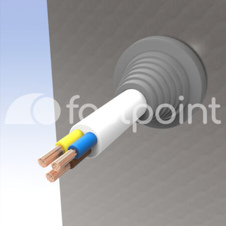 Pasacable circular con forma de pirámide y cuadro interno